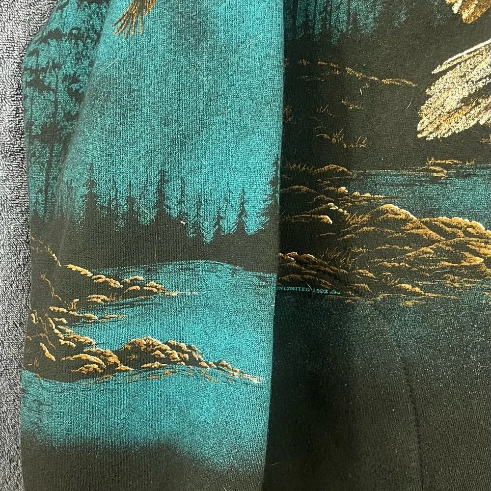 x Vtg Sweater Men XL Black Eagle fDouble
Sided Graphics Are Mint 3 Button Casual - Picture 7 of 12